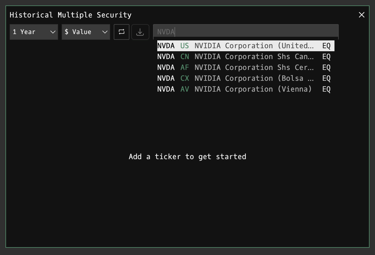HMS Add a ticker input with a symbol search and the resulting series added to the comparison chart